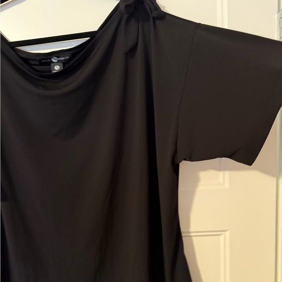 Ashley Stewart Elegant Black One-Shoulder Top - Picture 2 of 3